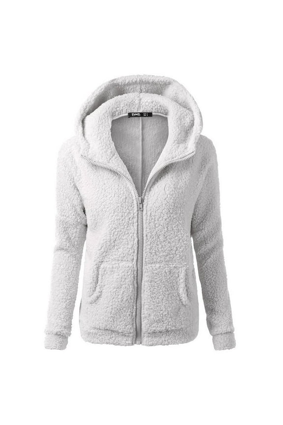 50% off Clear! purcolt Women's Plus Size Winter Warm Fleece Jackets Hoodie Full Zip Up Hooded Plush Coats Oversized Teddy Sweater Outerwear with Pockets