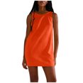 thumbnail image 1 of 50% off Clear! safuny Discount Women's Dress Sleeveless Solid Color Plus Size Dressy Loose Pockets Ladies Slim Mini Dress Comfy Casual Halter Neck For Mujer Elegante, 1 of 7