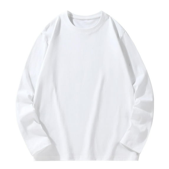 safuny Men's Loose Basic Pullover Sweatshirts Long Sleeve Athletic Solid Color Crew Neck Workwear Casual Sports Holiday Fashion White XXL