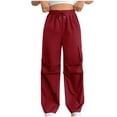 thumbnail image 1 of safuny Women's Cargo Sweatpants Jogger Cuff Pants Summer Fashion Mid Rise Trousers Leisure Comfy Solid Breathable Relaxed Clothing Red XL, 1 of 5