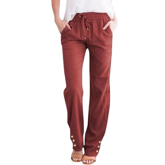 50% off Clear! safuny Women's Cotton Linen Sweatpants Jogger Pants with Pocket Summer Clearance Clothing Drawstring Leisure Comfy Fashion Breathable Solid Relaxed Trousers Mid Rise