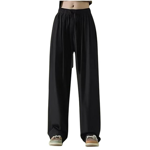 50% off Clear! safuny Women's Cotton Linen Wide Leg Pants Solid Color High Rise Button Drawstring Trousers Casual Comfy Workout Trendy Girls Teen Relaxed