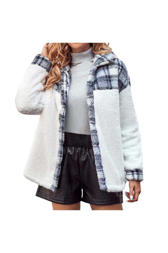 50% off Clear! safuny Women's Long Sleeve Casual Outwear Jackets Plaid Long Wool Blend Coat Shacket Jackets Button Down Casual Boyfriend Flannel Shirts Dressy Lounge Trendy Blazer Pullover