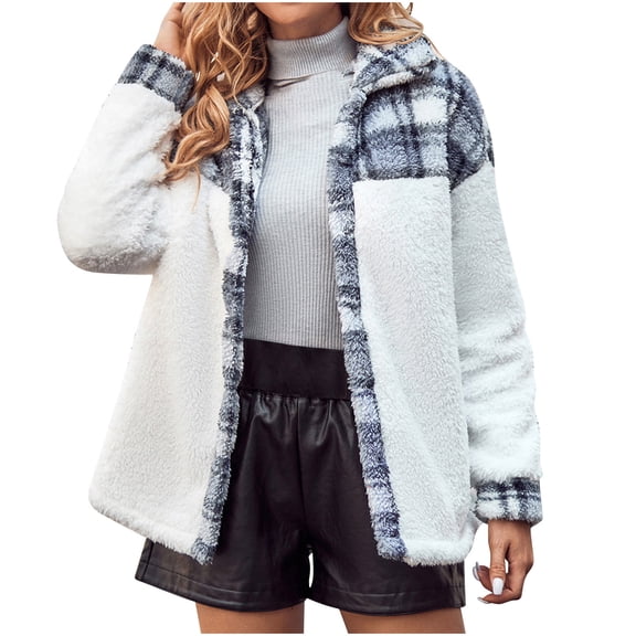 50% off Clear! safuny Women's Long Sleeve Casual Outwear Jackets Plaid Long Wool Blend Coat Shacket Jackets Button Down Casual Boyfriend Flannel Shirts Dressy Lounge Trendy Blazer Pullover