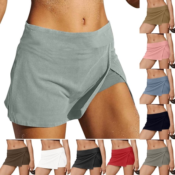 50% off Clear! safuny Women's Skorts Skirts Activewear Dipdye Causal Elastic High Waist Stretchy Running Shorts Sport Trousers Mini Skirt Summer for Women Blue XL