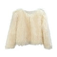 thumbnail image 1 of safuny Women's Winter Soft Fleece Coat Faux Furry Crop Jacket Trendy Outwear Fall Long Sleeve Open Front Vintage Casual Elegant Warm Wedding Solid Color, 1 of 4
