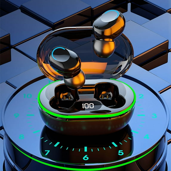 50% off Clearance Bluetooth Wireless Earbuds Stereo Headphones Low Power Noise Reduction Single Ear In-ear5.2 Bass LED Display IPX7 Earbuds with Charging Case