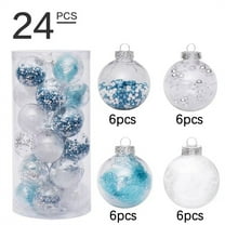 50% Off Clearance Christmas Tree Balls Ornaments , 24Pcs Shatterproof Clear Plastic Christmas Ball Ornaments Decorative Xmas Baubles Set with Stuffed Delicate Decorations