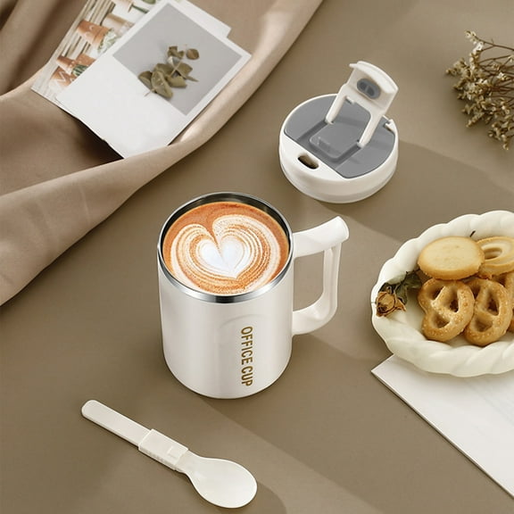 50% off Clearance! Coffee Mug Dish Rack Portable Double Layer Stainless Steel Mug With Lid And Handle Induction Heatable Insulated Coffee Mug For Travel Camping Office