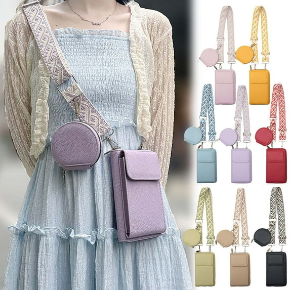 InsCrazy Crossbody Bags for Women Leather Small Phone Wallet Crossbody Bag Ladies' Shoulder Bag Trendy Mobile Phone Bag Wallet Set for Travel Outdoor Sports