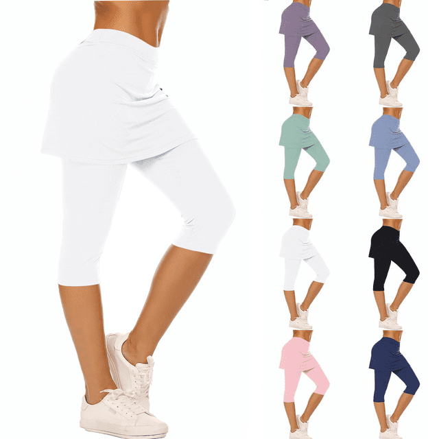 50% Off Lenago Women's Leggings Casual Slim High Elastic Waist Solid Color Sports Yoga Flare Workout Pants Gift for Women Two Piece Underpants Skirt Sports Yoga Pants