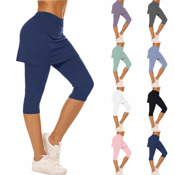 50% Off Lenago Women's Leggings Casual Slim High Elastic Waist Solid Color Sports Yoga Flare Workout Pants Gift for Women Two Piece Underpants Skirt Sports Yoga Pants