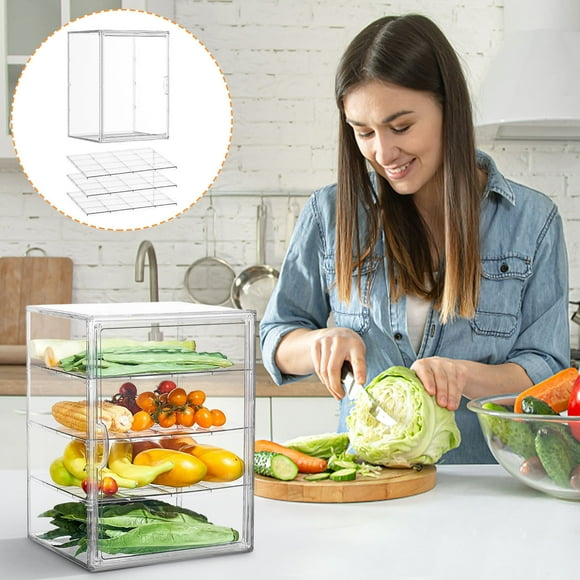 50% off Clearance! Pastrys Display Case Stash Box Bread Box For Kitchen Countertop 4 Layerss Adjustable Clear Bread Storage With Magnetic Door Bakerys Pastrys Display