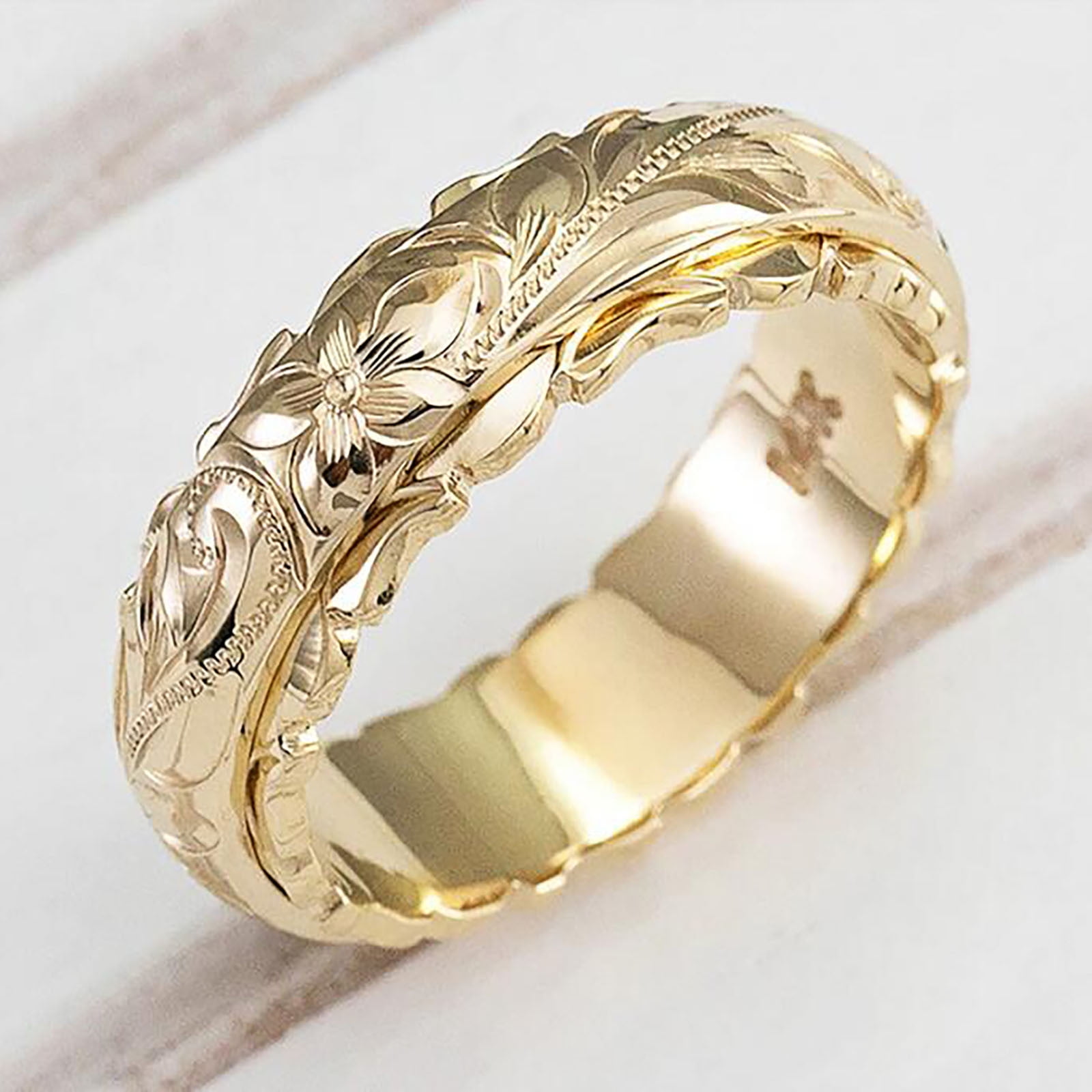 Aoujea 14k Yellow Gold Plated Rose Flower Ring for Women, Adjustable ...