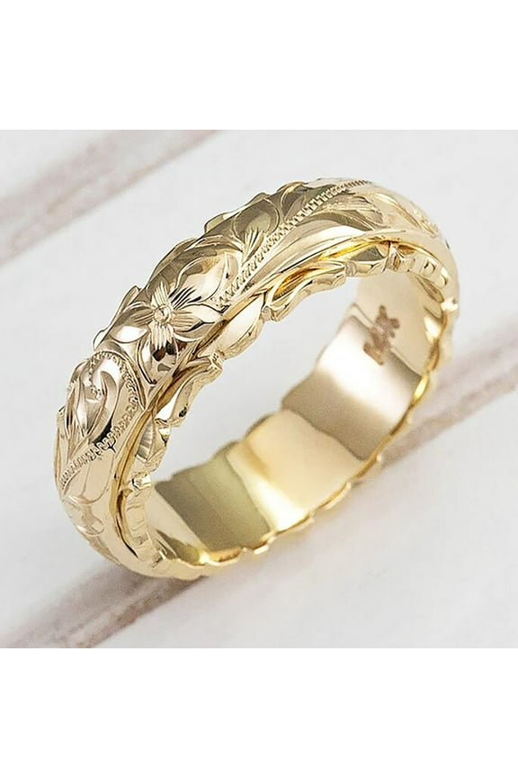 50% Off Clearance Rings for Women 14k Yellow Gold Plated Suspended Carved Rose Flower Ring End Ring For Women, Tail Ring, Valentine's Day Gift Delicate Gift for Women