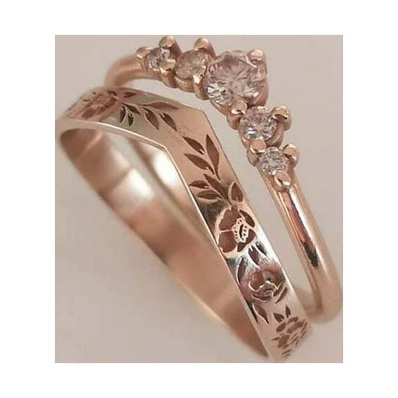 50% Off Clearance Rings for Women Wedding Set, Vintage Style Floral Band Paired Diamond, Elegant Wedding,Anniversary Gift For Her Delicate Gift for Women