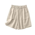 thumbnail image 1 of 50% off Clearance!Summer Fashion Plus Size Bermuda shorts for Women Solid Color Linen Casual Loose Fitting Wide Leg Tight Waist-line Wide Leg Pocket Capris, 1 of 6