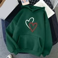 thumbnail image 1 of 50% Clearance!Womens Fashion Plus Size Sawvnm Women's Comfortable Sweater Heart Pattern Printed Women's Hooded Pocket Drawstring Sweater For Women Green XXL, 1 of 4
