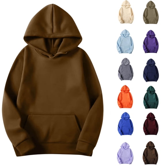 Mens Hoodies Sawvnm Women's Casual Fashionable Long Sleeved Hooded Pocket Top Long Sleeve Hooded Pullover Sweatshirts Blouse for Daily Wear Coffee 3XL