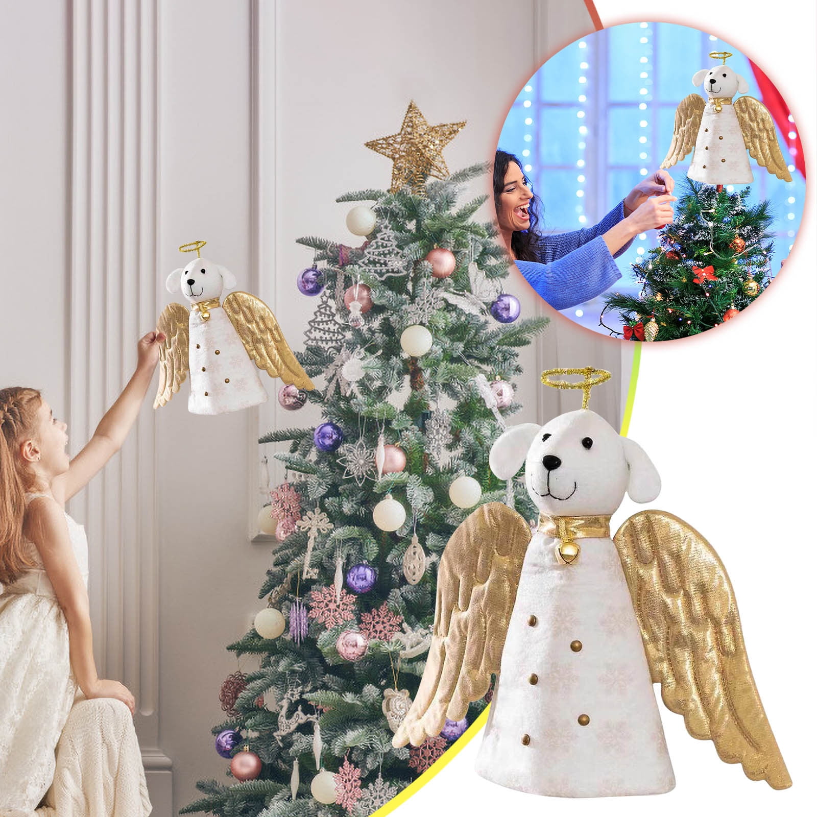 50 off Clearance amlbb Christmas Tree Topper Angel DogGold Angel Dog Christmas Tree Toppers