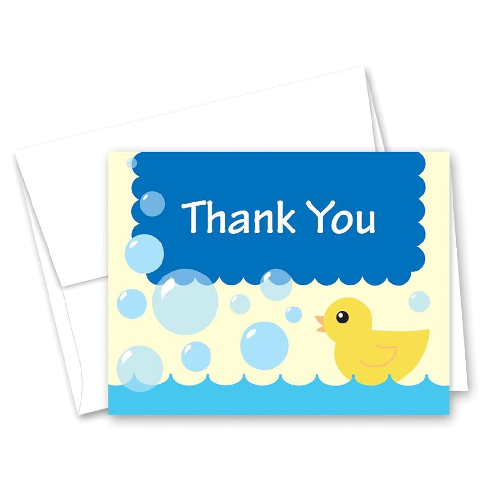 50 Cnt Yellow Blue Bubbles Baby Shower Thank You Cards