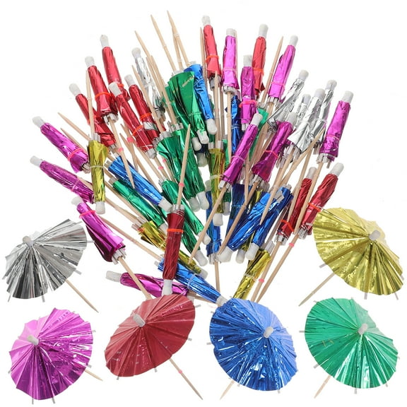 50 Cocktail Umbrellas Fruit Sticks Tiki Bar Party Supplies