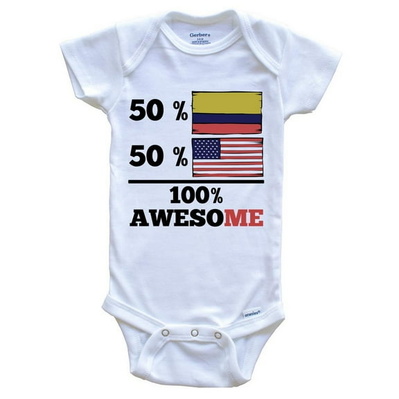50% Colombian 50% American 100% Awesome Funny Baby Bodysuit - Colombian Flag Colombia Baby Bodysuit
