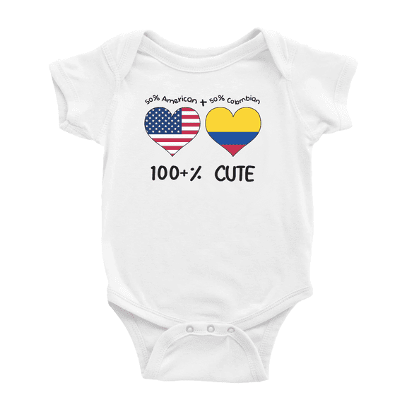 50% Colombian + 50% American = 100+% Cute Baby Rompers (White, 3-6 Months)