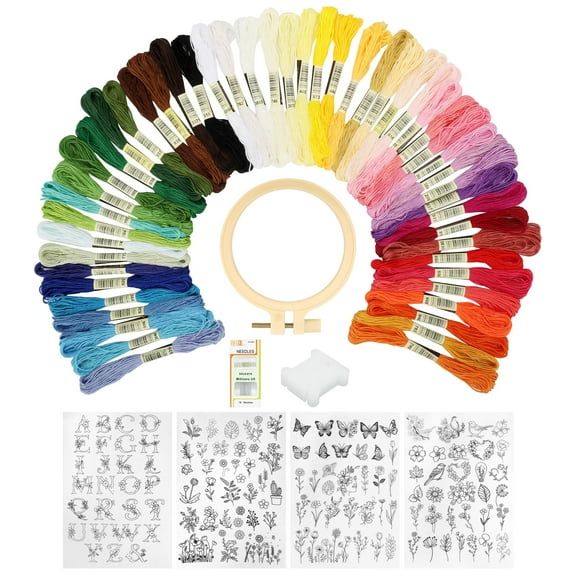 50 Color Embroidery Thread, EEEkit Cross Stitch Threads with Water Solubility Embroidery Patterns