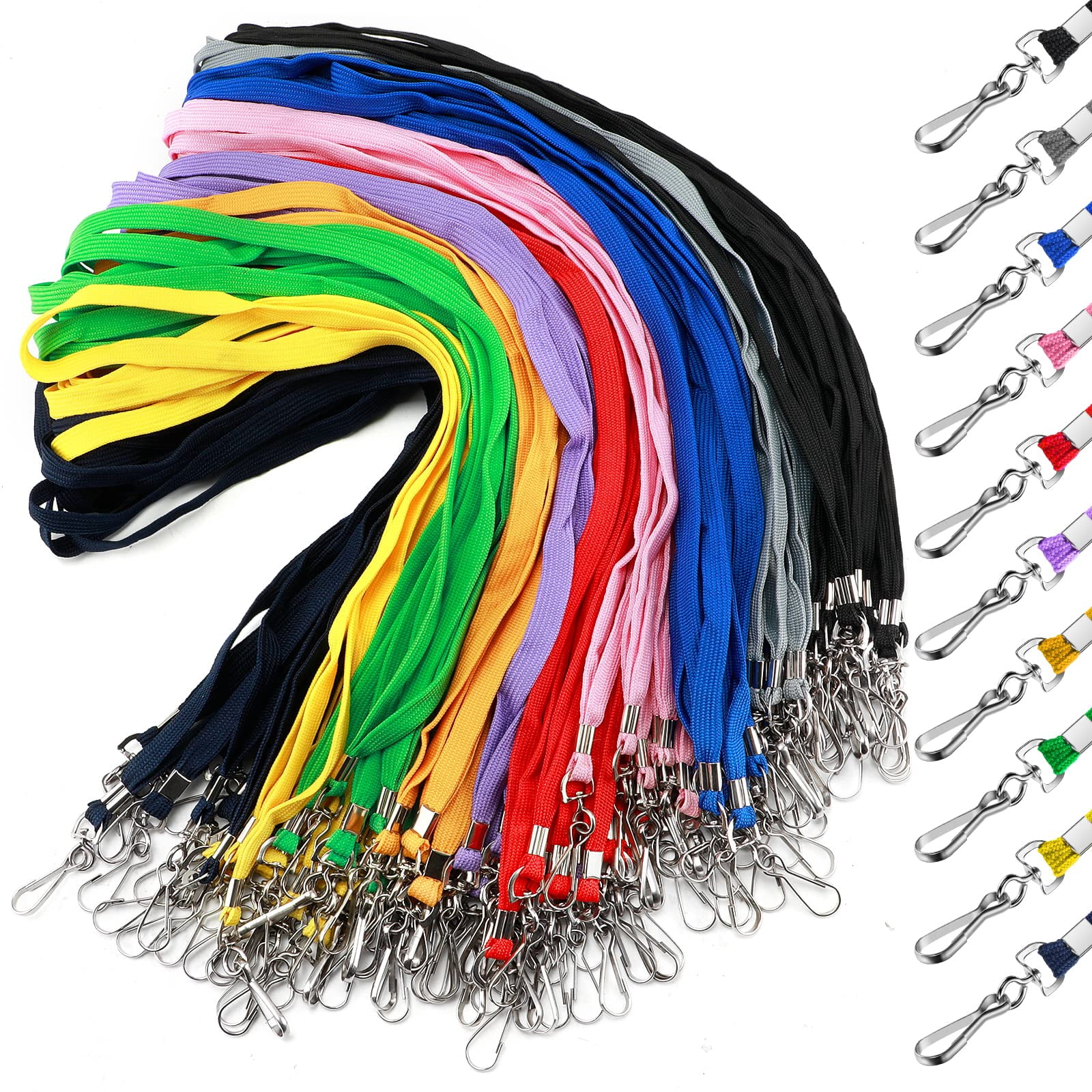 50 Color Lanyards Flat For Id Badges Assorted Colors Badge With Swivel J Hook Clip Office Worker  Student Teacher