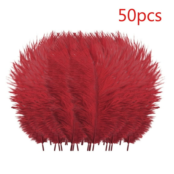 50 Colorful Ostrich Feathers, Big Feathers, Wedding Background Wall Decoration, Internet Red Wall, White Pink Feathers, Flower Arrangement 15-20Cm P office supplies