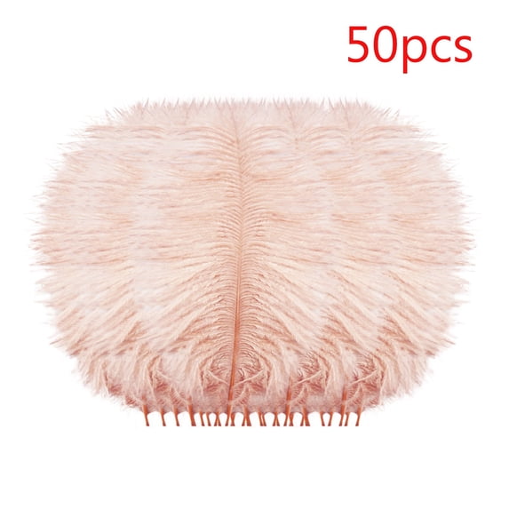 50 Colorful Ostrich Feathers, Big Feathers, Wedding Background Wall Decoration, Internet Red Wall, White Pink Feathers, Flower Arrangement 15-20Cm S office supplies