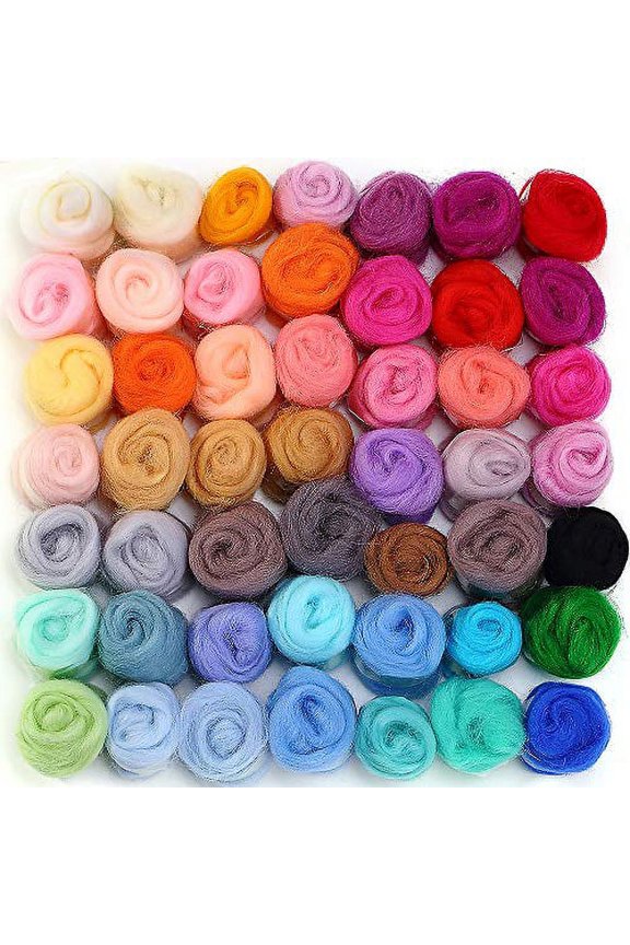 50 Colors Fibre Wool Yarn Roving for Needle Felting Hand Spinning DIY Craft Materials