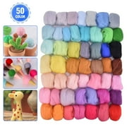 50 Colors Needle Felting Wool, DISEN Fibre Wool Yarn Roving for Needle Felting Hand Spinning DIY Craft Materials, Wool Roving Fibre Needle Felting, Hand Wool Felting Spinning, Wool Yarn Felt Fabric