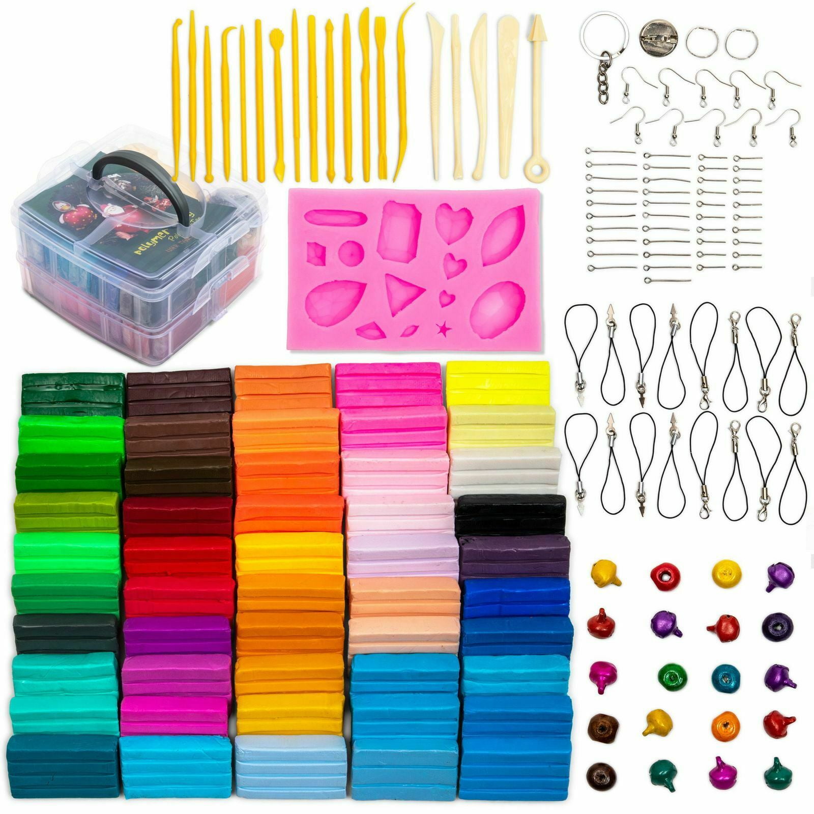 190pcs Polymer Clay 50 Colors,Air Dry Clay, Oven Bake Clay,Modeling Clay for Kids,Safe and Non-Toxic DIY Colored Clay with 19 Sculpting Tools