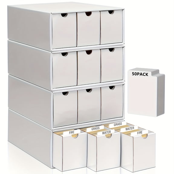 12-Drawer 50-Compartment Card Organizer Box - Durable Storage for Trading/Sports Cards MTG TCG Poker with Secure Clip Closure