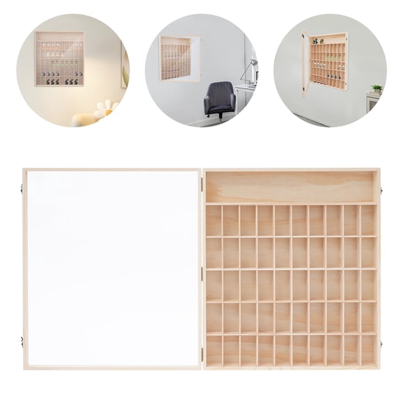 50-Compartment Wall-Mounted Wooden Display Case with Acrylic Door 6-Tier Shadow Box Shelf for Minifigures, Action Figures, Shot Glasses, Rocks, and Blind Box Collectibles