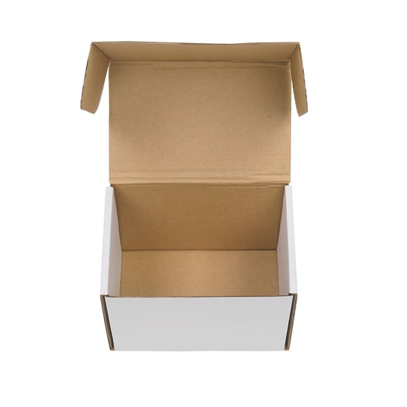 50 Corrugated Paper Boxes 6x4x4", White Outside and Yellow Inside