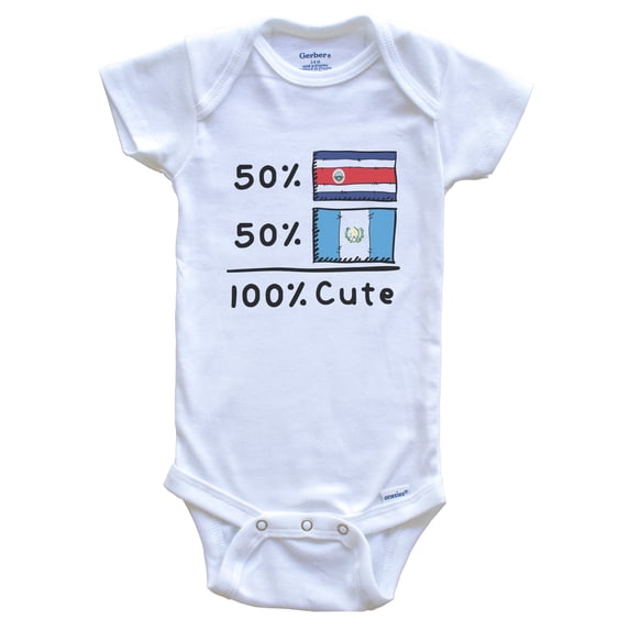 50% Costa Rican Plus 50% Guatemalan Equals 100% Cute Costa Rica Guatemala Flags Baby Bodysuit