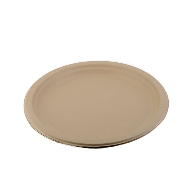 [50 Count] 100% Compostable 10-Inch Plates EcoQuality - Natural SugarCane Biodegradable Compostable Bagasse Bamboo Environmentally Friendly - Plates for Dessert, Appetizers, Birthdays, Microwavable