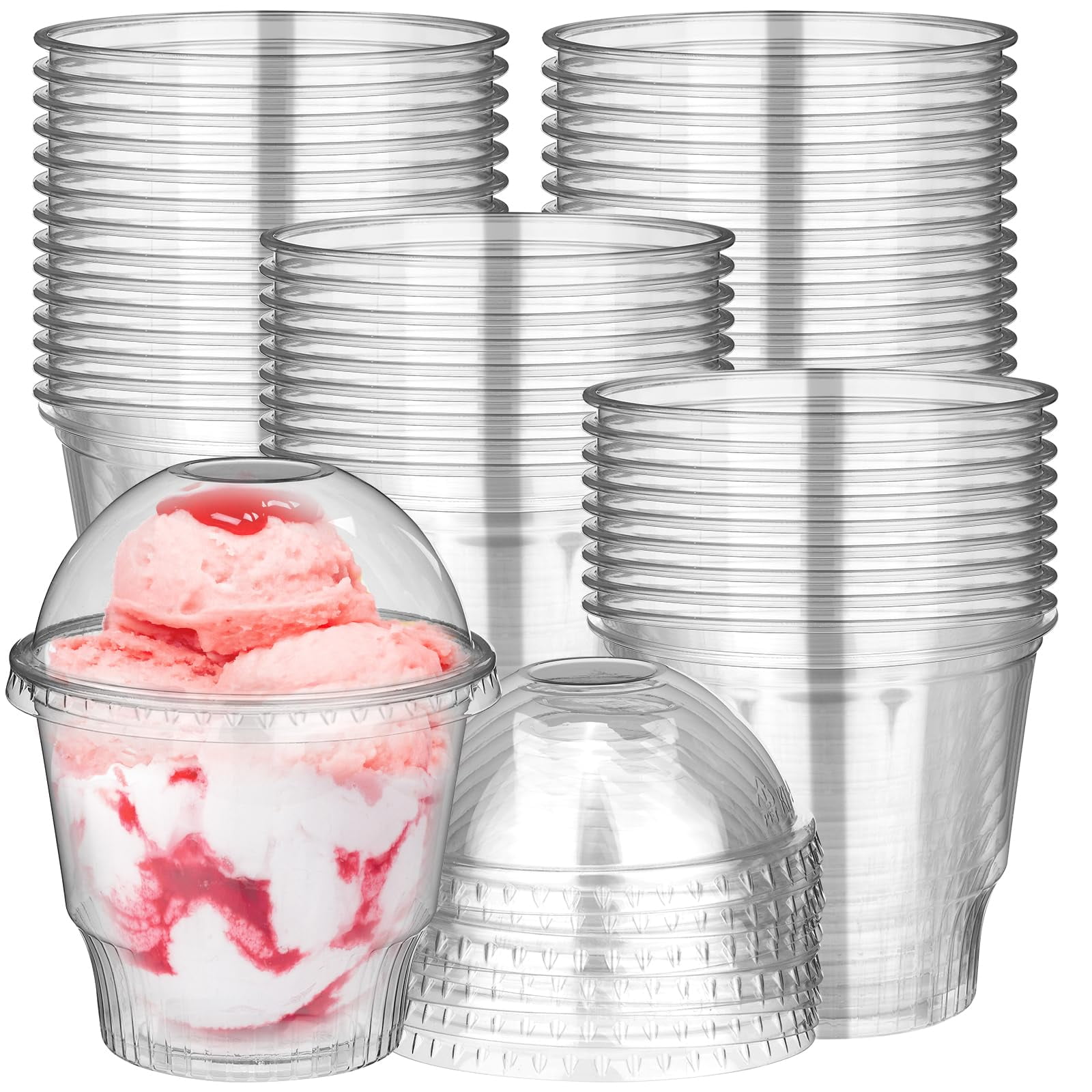 50 Count 12 oz Clear Plastic Dessert Cups with Dome Lid Perfect for