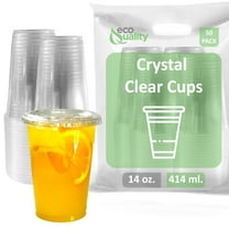 [50 Count] 14 oz Clear Plastic Disposable PET Cups with Lids | Crystal Clear PET Cup | Cold Smoothie | Iced Coffee Go Cups | Ideal for Coffee, Parfait, Juice, Soda, Cocktail, Party Cups (14OZ)