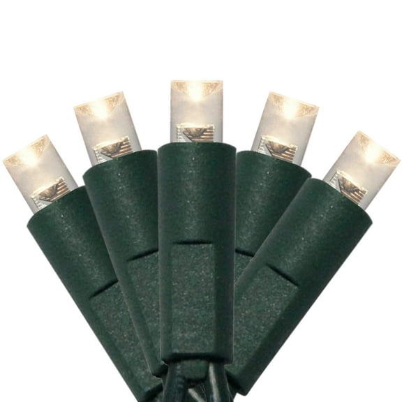 50 Count 5MM Wide Angle Led Christmas Lights Set,Outdoor Led String Lights for Garden Patio Christmas Trees Decoration,17 Feet Green Wire,Warm White