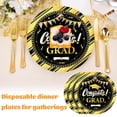 thumbnail image 1 of 50-Count Black Graduation Paper Plates,9-Inch Disposable Dinner Plates for Party,Gold Foil Graduation Theme Tableware, 1 of 5