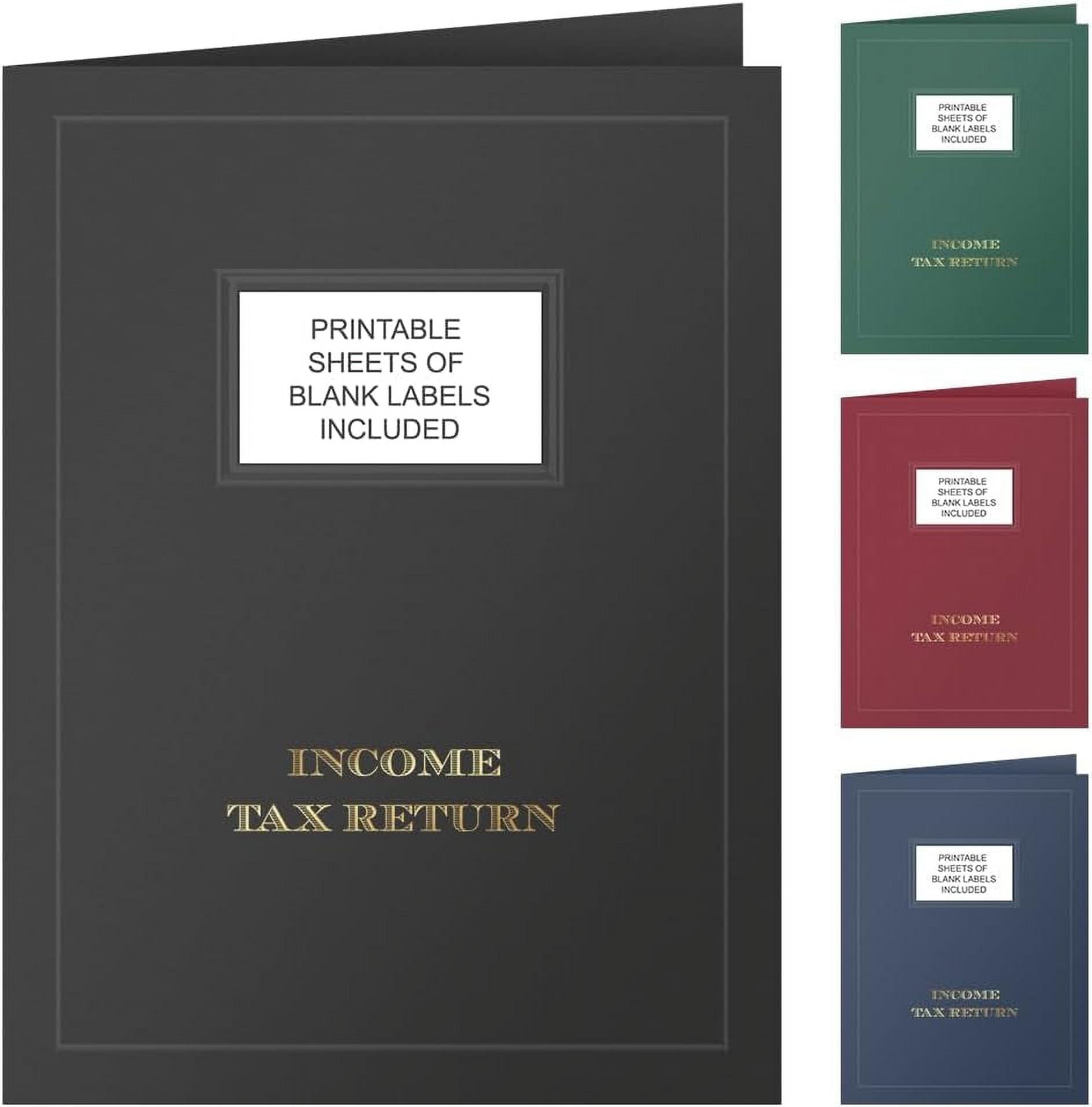 50 Count, Black, Tax Return Pocket Folders, Gold Foil with