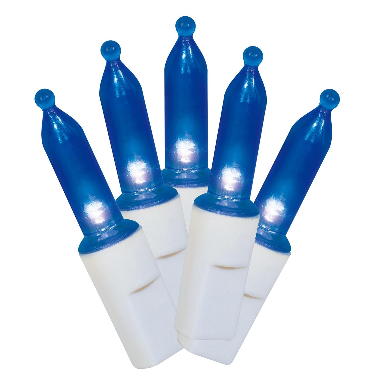 50Count Blue LED Mini Christmas Lights with White Wire, 11', Holiday