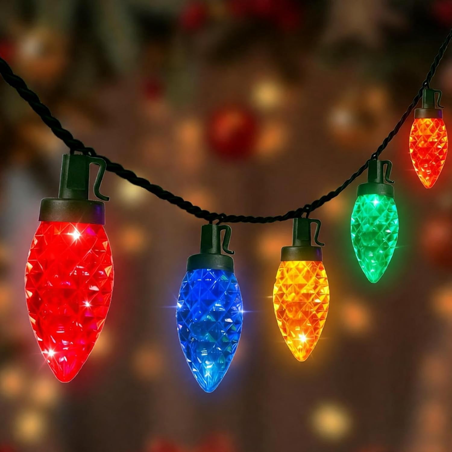 50 Count C9 LED String Lights Vintage Multicolor Plug-In Outdoor Indoor ...