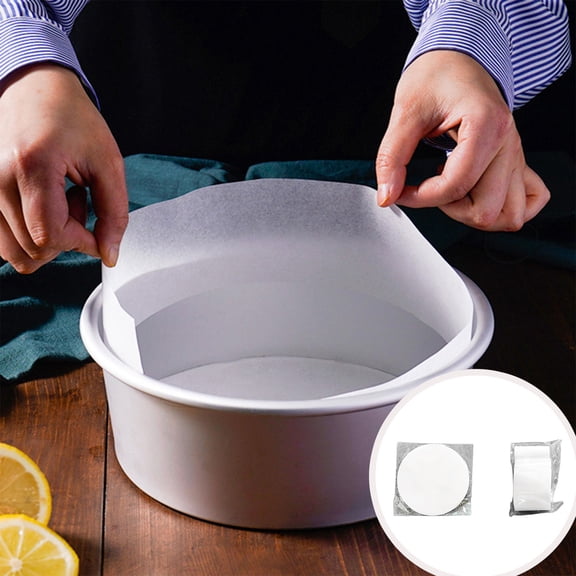 50 Count Cake Pan Liners Baking Paper Sheets Non-Stick Round Base and Side Strips for Home Baking