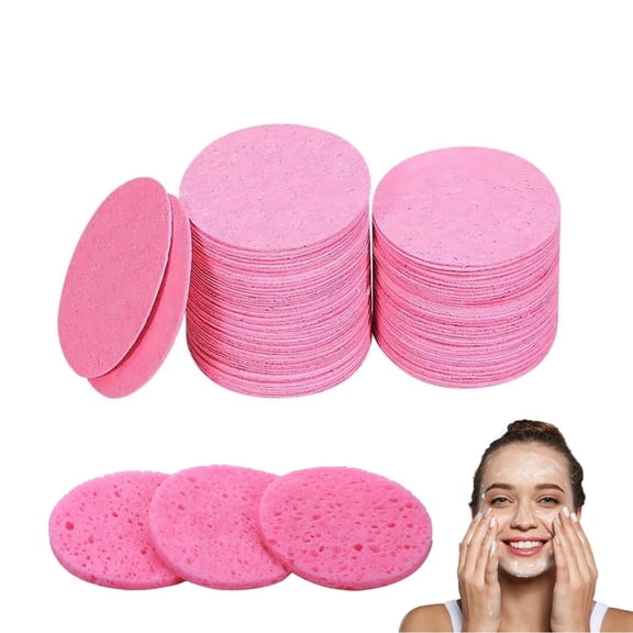 50-Count Compressed Facial Sponge,TGY Pink Disposable Face Sponge for Home,Makeup and Mask Removal Tool for Indoor,Home,Travel