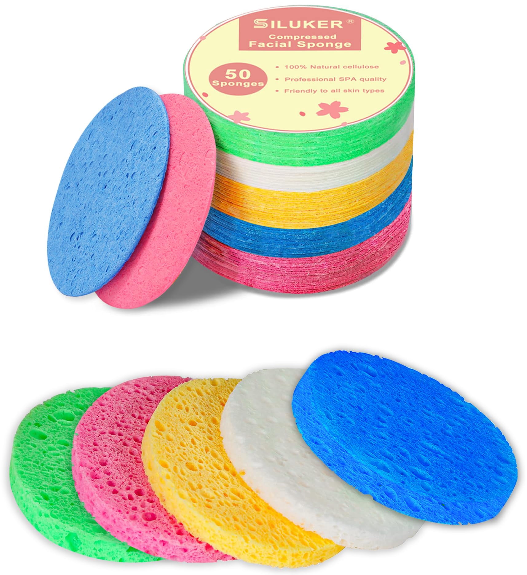 Sponge Spa 50-Count Compressed Facial Sponges SSF20 for Daily Facial Cleansing and ...